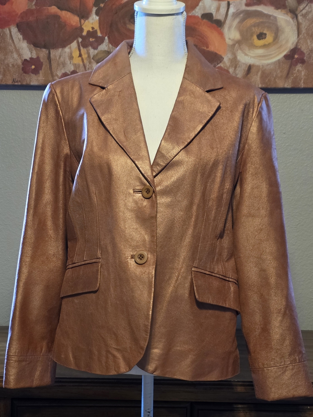 In Suede Women's Leather Blazer - Classic Two-Button